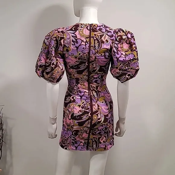 TED BAKER Flickl – Short Sleeve Printed Mini Dress Blk Pink