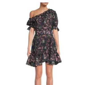 TED BAKER LONDON​One Shoulder Ruffle Mini Fit and Flare Dress Size 1