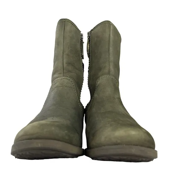 Teva Foxy Mid Calf Grayish Green Leather High Heel‎ Boots Sz 8.5