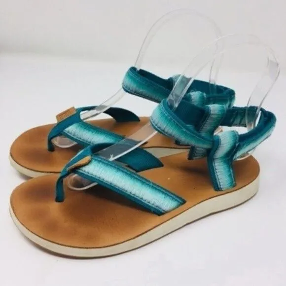 Teva teal hombre gladiador sandals leather sole aqua us 5 BoxA