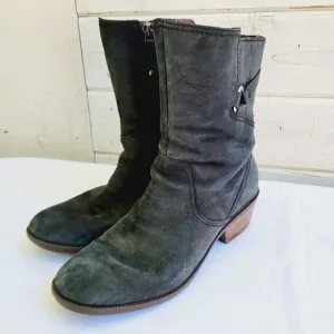 Teva Women's Black Waterproof Leather Foxy Zip-up Mid-Calf Boots - size 11