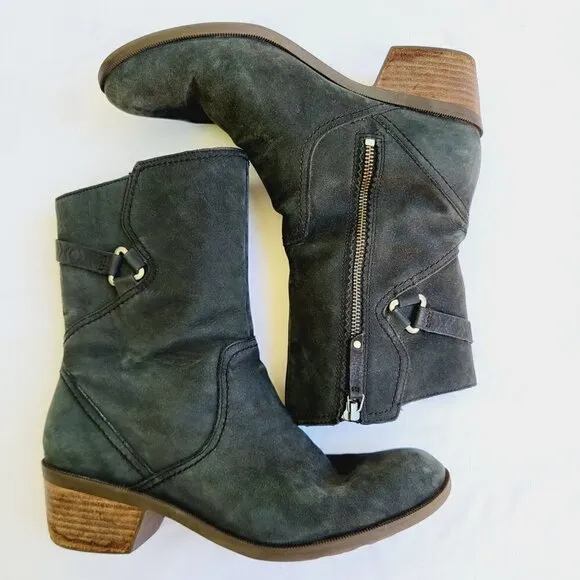 Teva Women's Black Waterproof Leather Foxy Zip-up Mid-Calf Boots - size 11