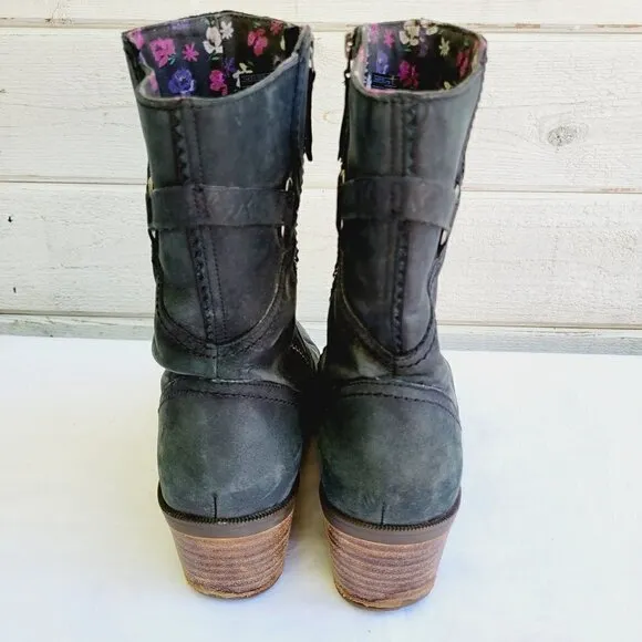 Teva Women's Black Waterproof Leather Foxy Zip-up Mid-Calf Boots - size 11