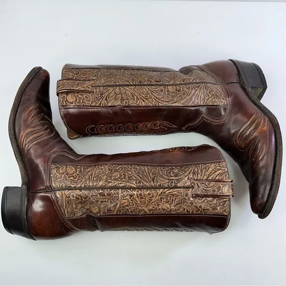 Texas Women's Brown Pointed Toe Mid-Calf Cowgirl Western Boots - Size 7