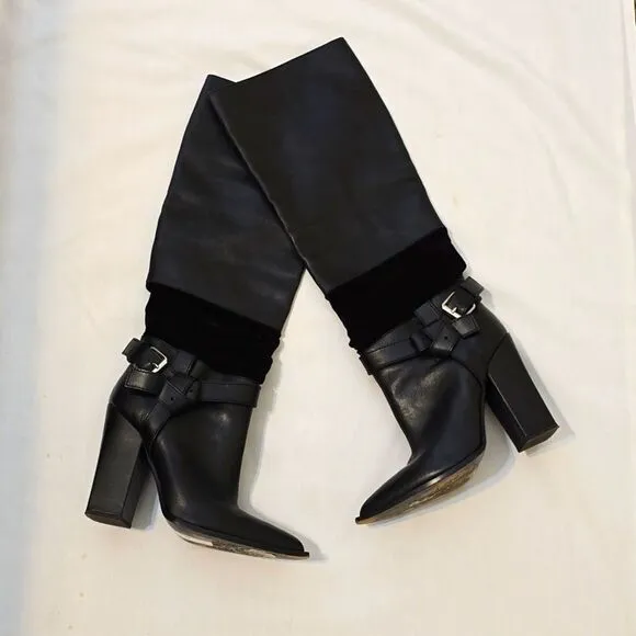 THAKOON ITALIAN WOMENS WESTERN POINTED TOE  BOOTS CHUNKY BUC…