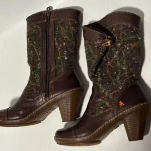 THE ART COMPANY COMFORT BOOTS ANKLE/MID CALF BROWN LEATHER /WOOL  SZ 38 US 8