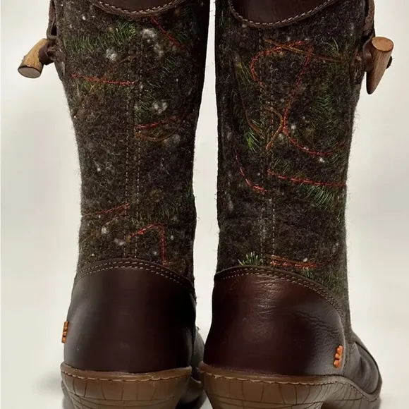 THE ART COMPANY COMFORT BOOTS ANKLE/MID CALF BROWN LEATHER /WOOL  SZ 38 US 8