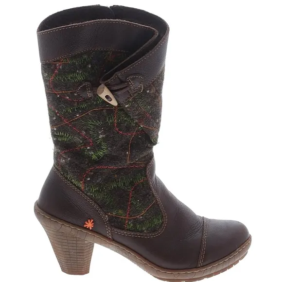 THE ART COMPANY COMFORT BOOTS ANKLE/MID CALF BROWN LEATHER /WOOL  SZ 38 US 8