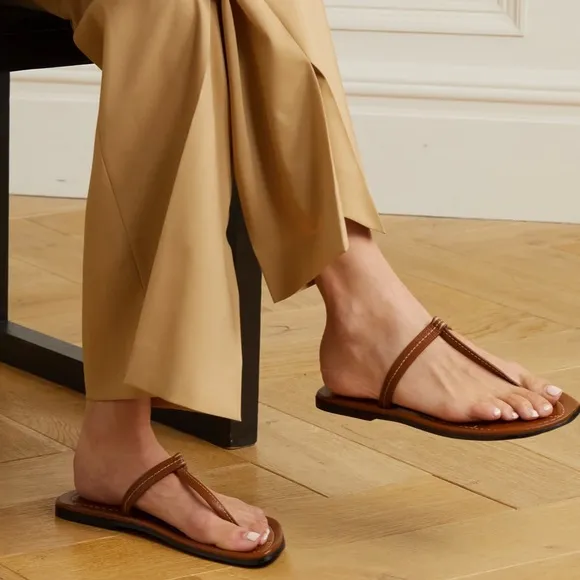 The T-strap leather sandals