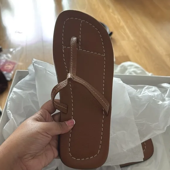 The T-strap leather sandals