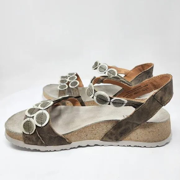 Think! Koak Sandals Women EU40/US9.5 Brown White Gold Leather Circles Comfort