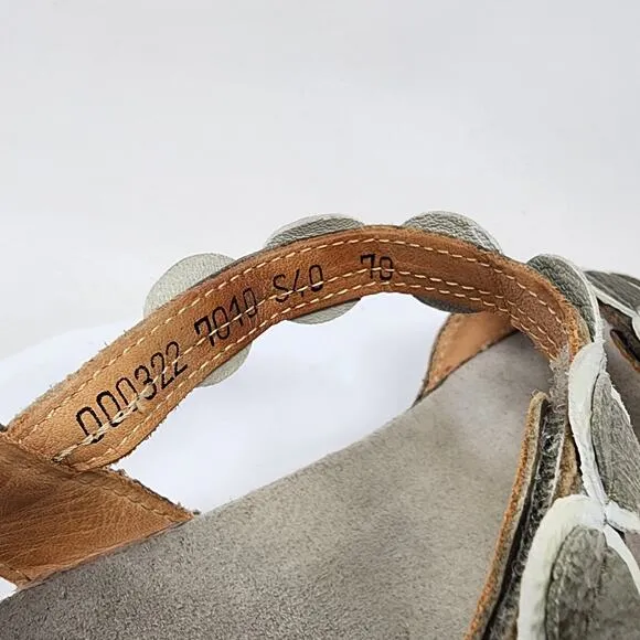 Think! Koak Sandals Women EU40/US9.5 Brown White Gold Leather Circles Comfort
