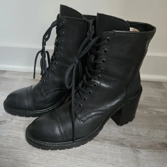 Thursday Boot Co Black Chunky Zip Up Boots