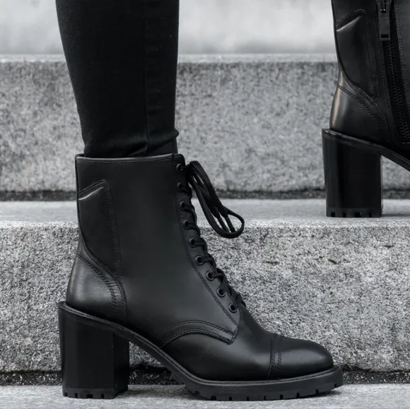 Thursday Boot Co Black Chunky Zip Up Boots