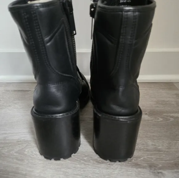 Thursday Boot Co Black Chunky Zip Up Boots