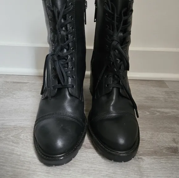 Thursday Boot Co Black Chunky Zip Up Boots