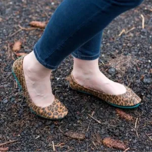 Tieks Ballet Flats Shoes Slip On Foldable Cheetah Animal Print Brown Tan Size 6
