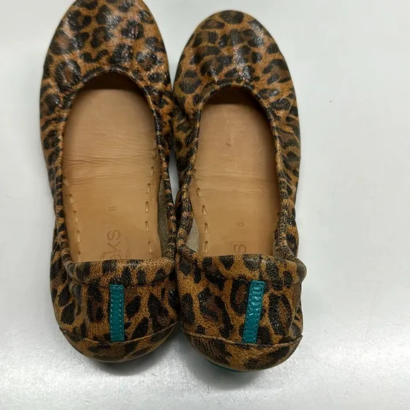 Tieks Ballet Flats Shoes Slip On Foldable Cheetah Animal Print Brown Tan Size 6