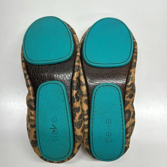 Tieks Ballet Flats Shoes Slip On Foldable Cheetah Animal Print Brown Tan Size 6