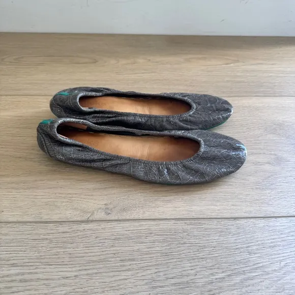 Tieks Ballet Flats Slate Grey Croc Slip-on Travel Round Toe Foldable Women's 9