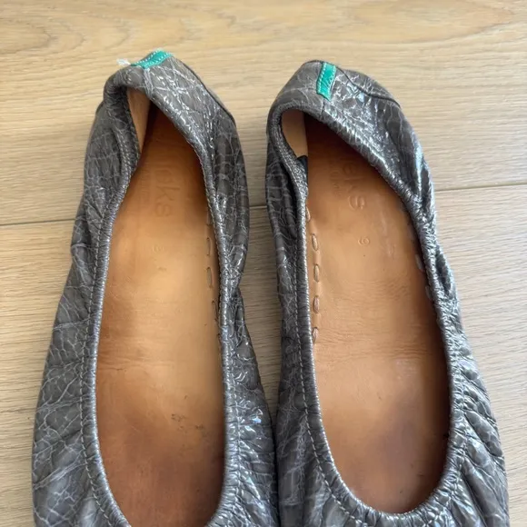 Tieks Ballet Flats Slate Grey Croc Slip-on Travel Round Toe Foldable Women's 9