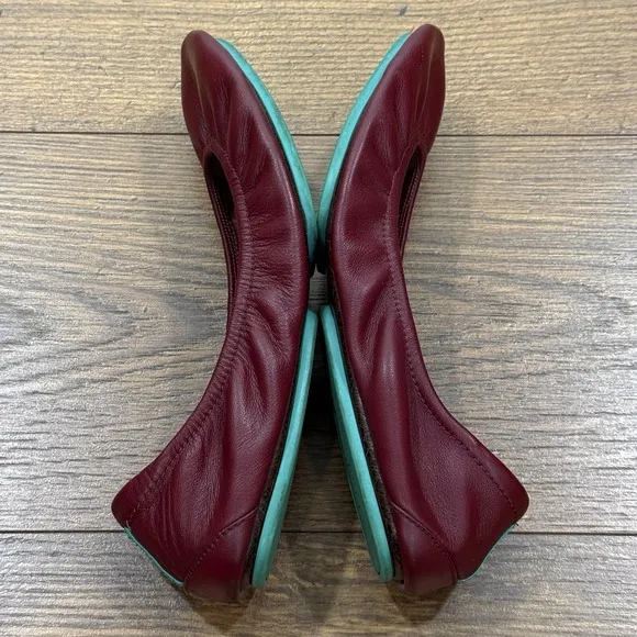 Tieks Ballet Flats Womens 8 Burgundy Leather Foldable Stretch Comfort Gavrielli