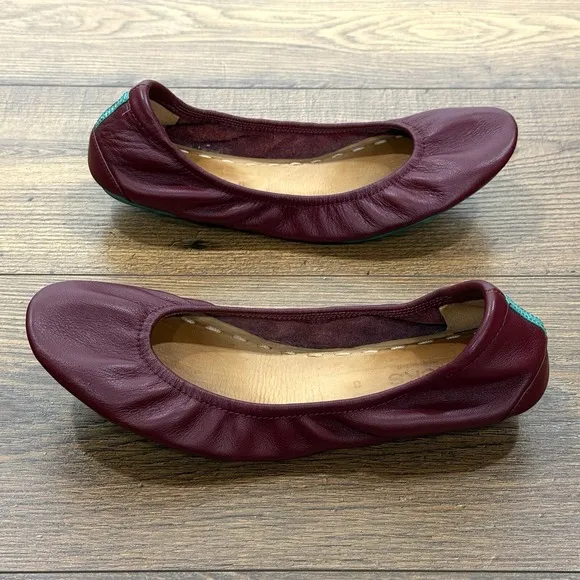 Tieks Ballet Flats Womens 8 Burgundy Leather Foldable Stretch Comfort Gavrielli