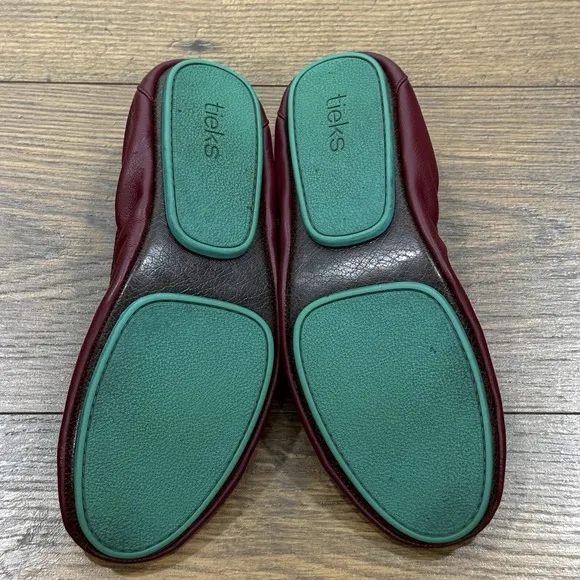 Tieks Ballet Flats Womens 8 Burgundy Leather Foldable Stretch Comfort Gavrielli