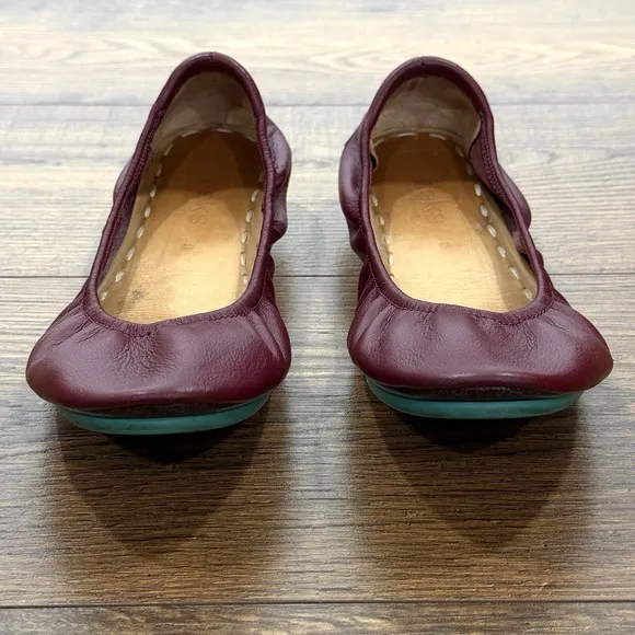 Tieks Ballet Flats Womens 8 Burgundy Leather Foldable Stretch Comfort Gavrielli