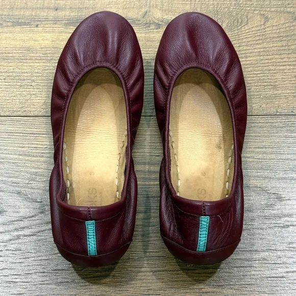 Tieks Ballet Flats Womens 8 Burgundy Leather Foldable Stretch Comfort Gavrielli