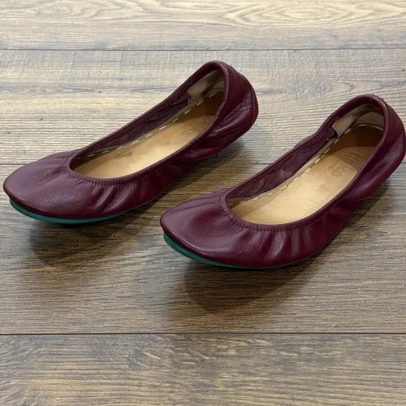 Tieks Ballet Flats Womens 8 Burgundy Leather Foldable Stretch Comfort Gavrielli