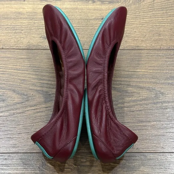 Tieks Ballet Flats Womens 8 Burgundy Leather Foldable Stretch Comfort Gavrielli
