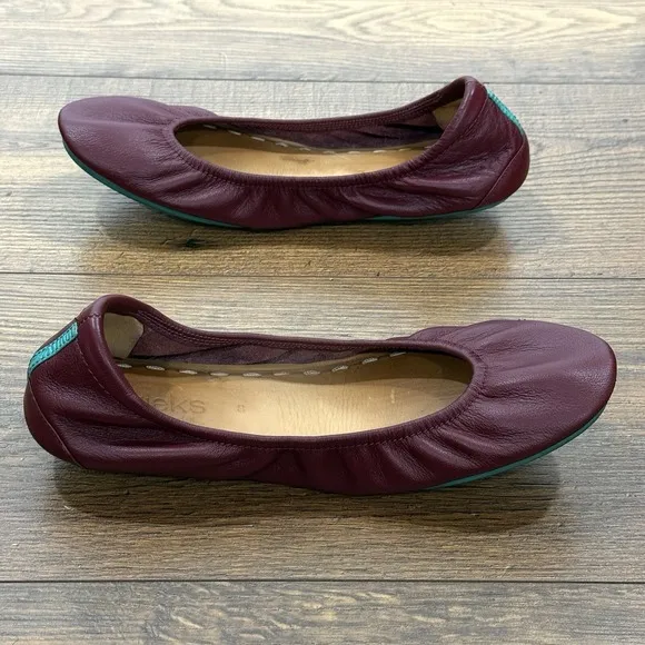 Tieks Ballet Flats Womens 8 Burgundy Leather Foldable Stretch Comfort Gavrielli