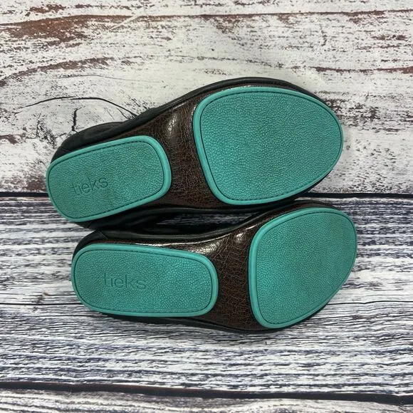 Tieks Black Leather Ballet Flats Foldable Shoes Women’s Size 8