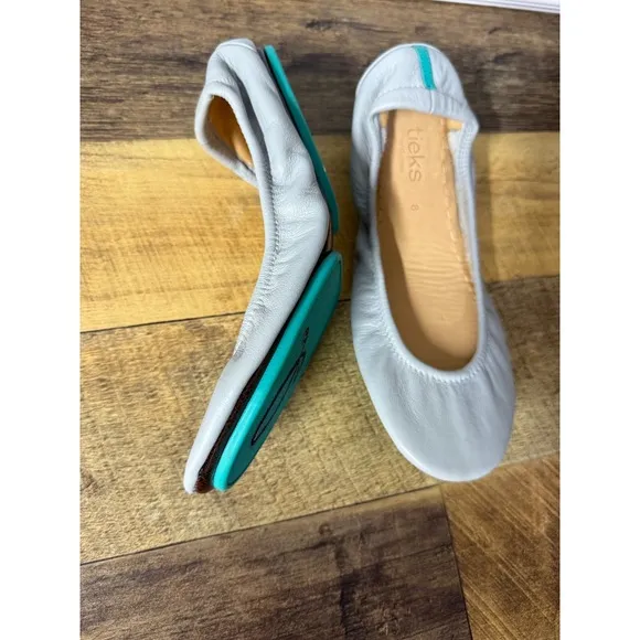Tieks by Gavrieli Ballet Flats Leather Cool Gray Sz 8 Foldable Comfort Shoes