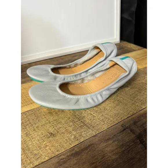 Tieks by Gavrieli Ballet Flats Leather Cool Gray Sz 8 Foldable Comfort Shoes