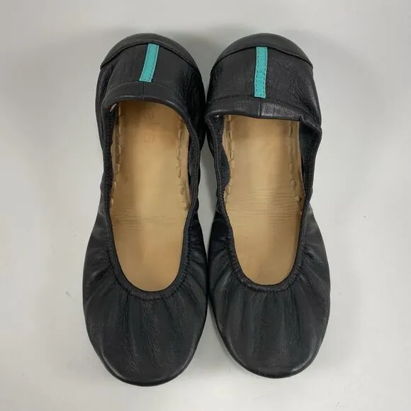 Tieks by Gavrieli Black Leather Ballet Flats Foldable Shoes Womens Size 8