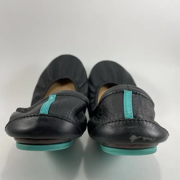 Tieks by Gavrieli Black Leather Ballet Flats Foldable Shoes Womens Size 8