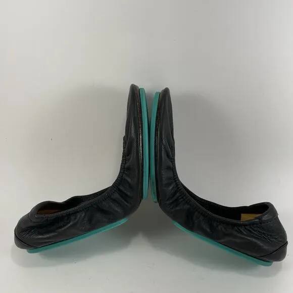 Tieks by Gavrieli Black Leather Ballet Flats Foldable Shoes Womens Size 8