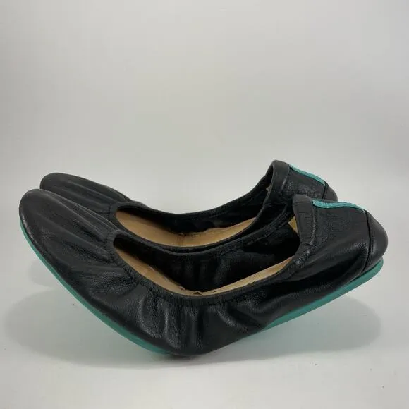 Tieks by Gavrieli Black Leather Ballet Flats Foldable Shoes Womens Size 8