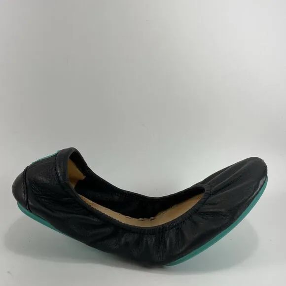 Tieks by Gavrieli Black Leather Ballet Flats Foldable Shoes Womens Size 8