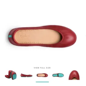 Tieks By Gavrieli Cardinal Red Foldable Leather Ballet Flats Women's Size