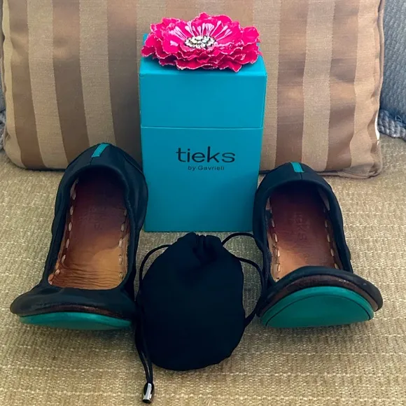 TIEKS by GAVRIELI Matte Black Ballet Flats Project Rehab Foldable Travel 9