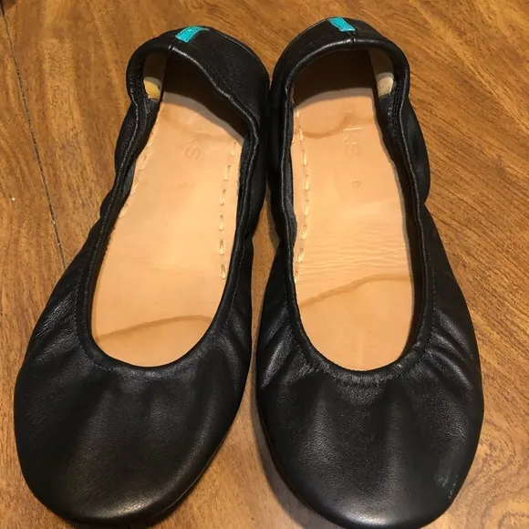 Tieks by Gavrieli Matte Black Leather Flats Size 9 Ballet Shoes Foldable