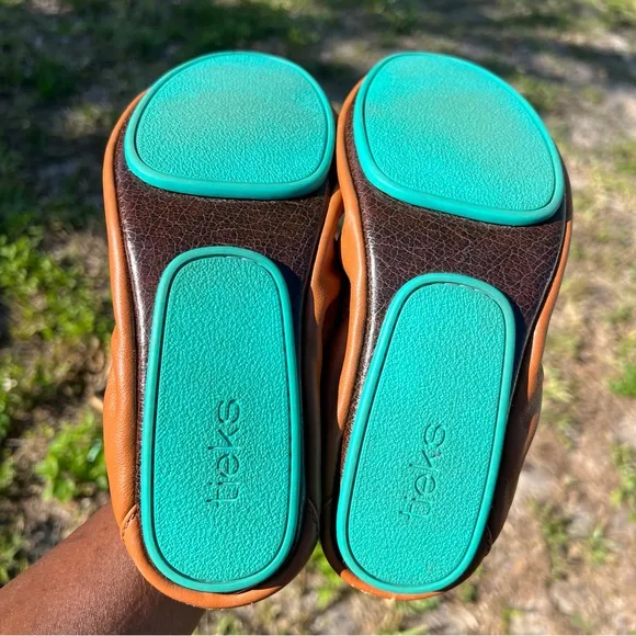 Tieks By Gavrieli Matte California Foldable Leather Ballet Flats in Brown Orange