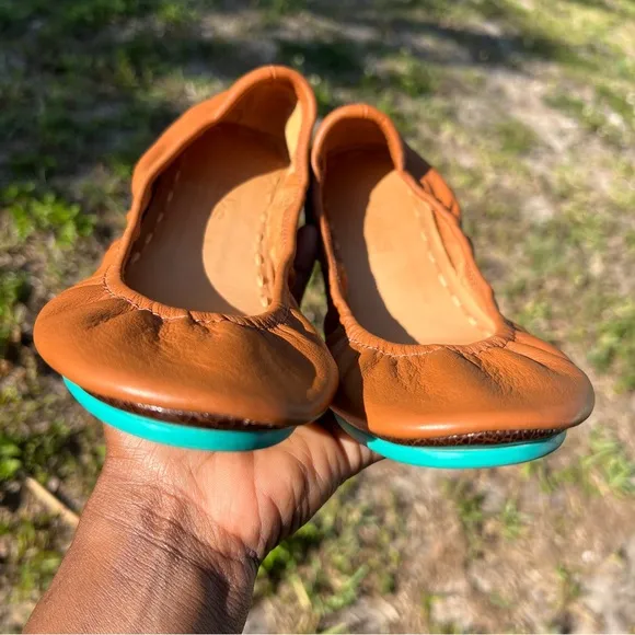 Tieks By Gavrieli Matte California Foldable Leather Ballet Flats in Brown Orange