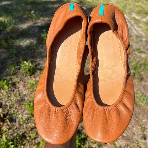 Tieks By Gavrieli Matte California Foldable Leather Ballet Flats in Brown Orange