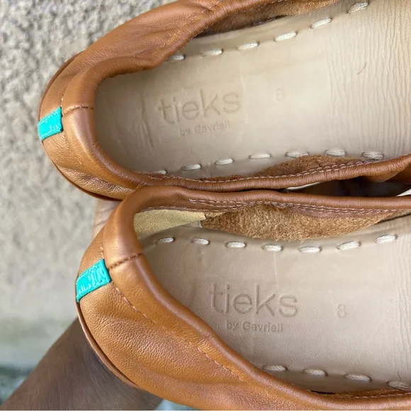 Tieks By Gavrieli Matte California Foldable Leather Ballet Flats in Brown Orange