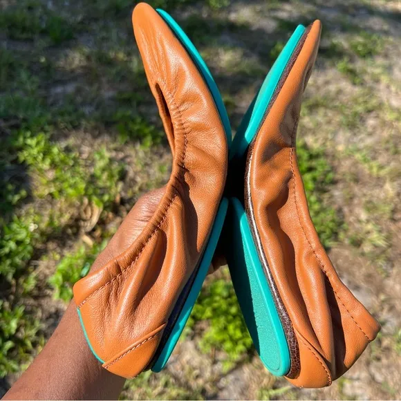 Tieks By Gavrieli Matte California Foldable Leather Ballet Flats in Brown Orange