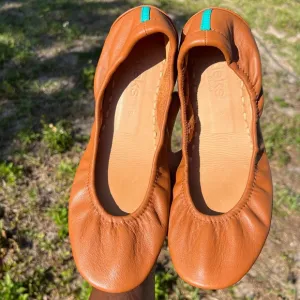 Tieks By Gavrieli Matte California Foldable Leather Ballet Flats in Brown Orange